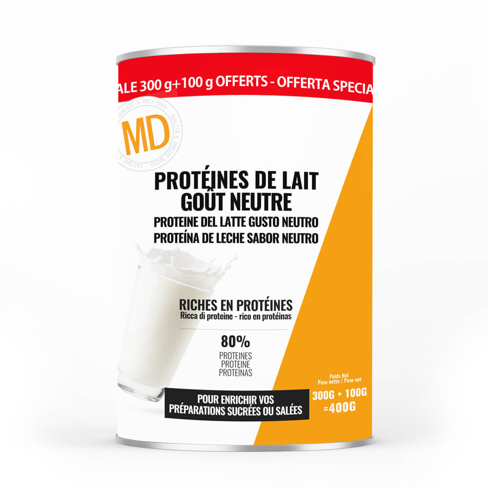 Protéines de lait goût neutre MD - Pot de 300g +100g